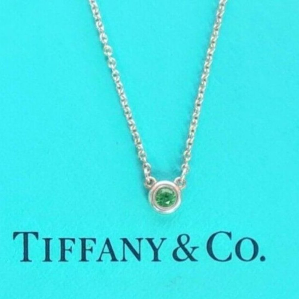 Tiffany & Co Elsa Peretti Sterling - Color by the Yard Tsavorite Pendant 16"